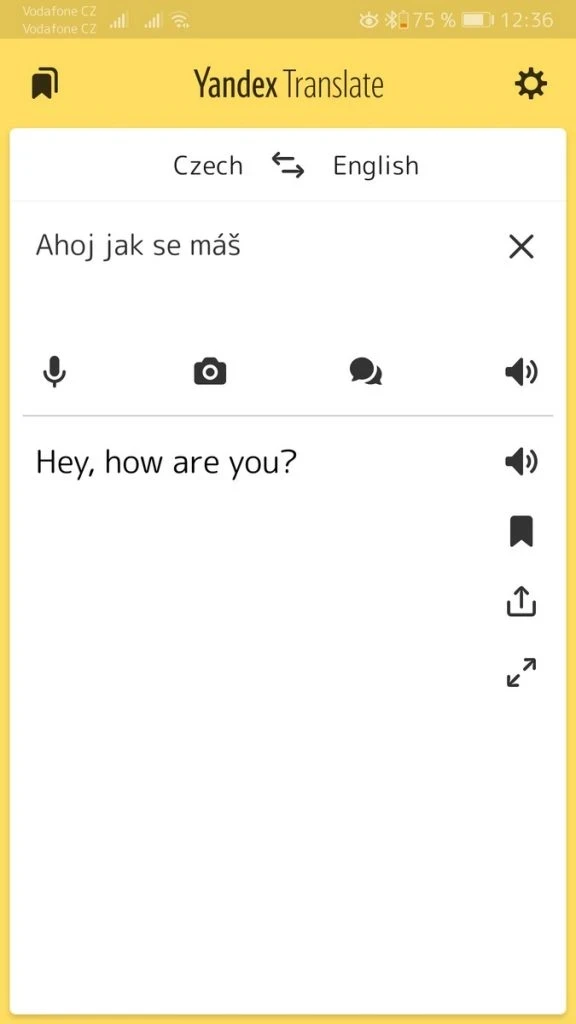 Mobilní překladač Yandex